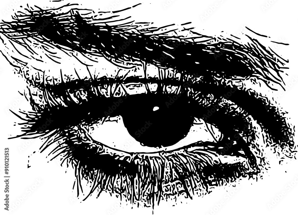 Obraz premium black and white illustration of eye