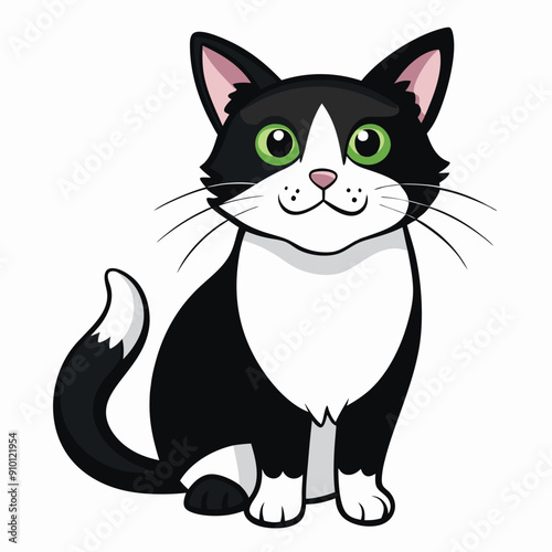 cat soled black and white color vector illustration