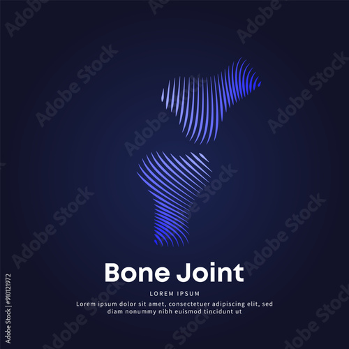 Human Bone Joint medical structure. simple line art Bone Vector logotype illustration on dark background. knee, leg bones logo vector template suitable for organization, company, or community. EPS 10