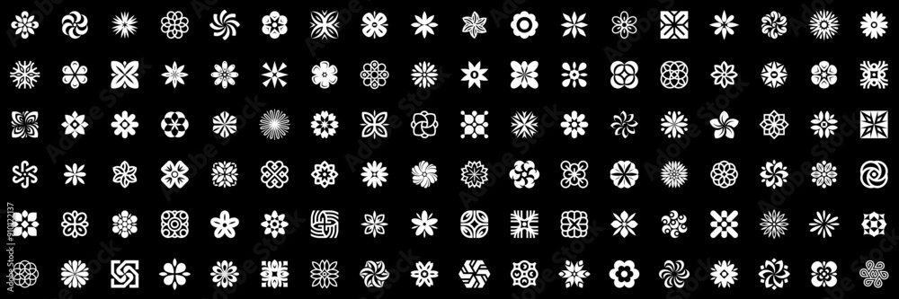 Flowers logos collection. Geometrical abstract logos. Floral ornament Icon Flowers logos collection. Geometrical abstract logos. Floral ornament Icon