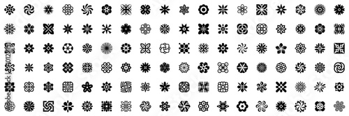 Flowers logos collection. Geometrical abstract logos. Floral ornament Icon