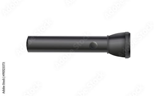 Flashlight on a transparent background. Shine lighting torch. Vector