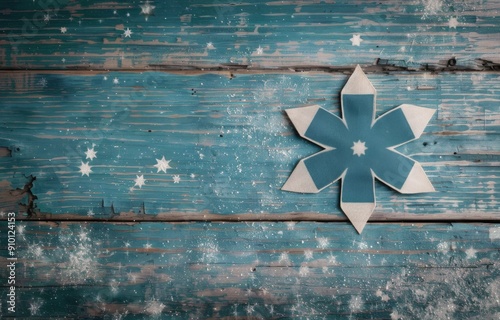 Weathered Blue and White Wooden Planks in Rustic Setting