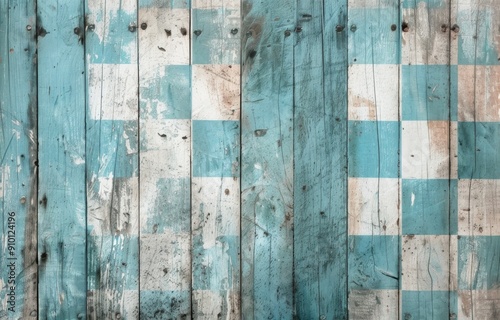 Weathered Blue and White Painted Wooden Planks With a Rustic Appearance