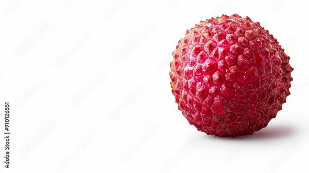 A vibrant lychee with its textured peel, isolated on a white background, perfect for product advertisements with ample copy text space A vibrant lychee with its textured peel, isolated on a white background, perfect for product advertisements with ample copy text space