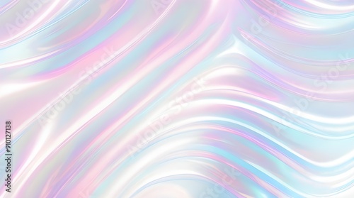 Holographic background seamless trendy iridescent light foil texture. Soft holographic pastel unicorn marble background pattern. Modern pearlescent blurry abstract swirl illustration. 