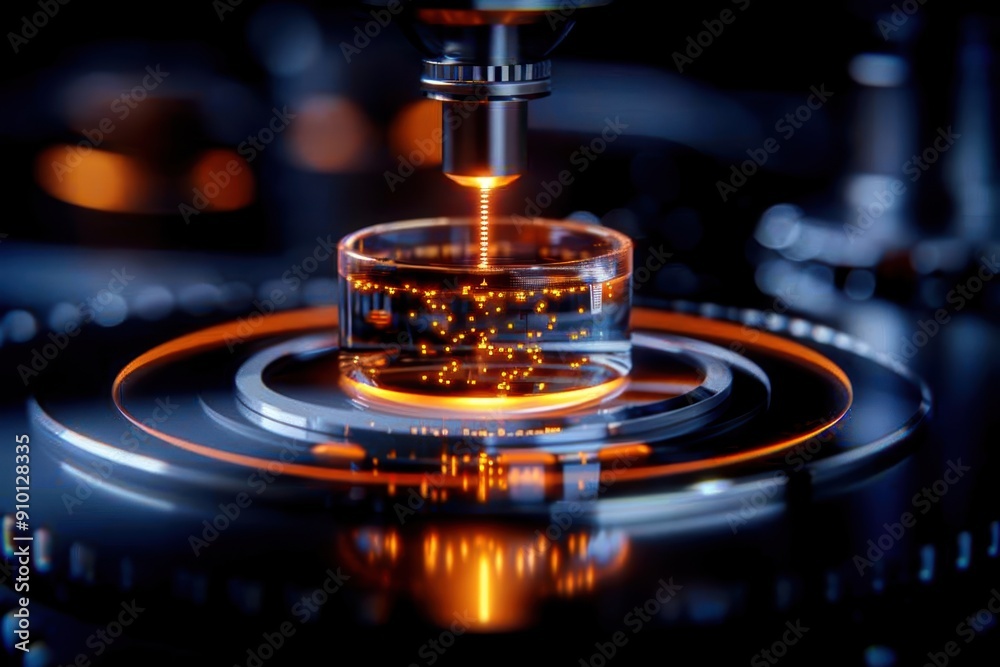 Closeup of a space probe being assembled.