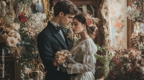 Vintage Wedding Inspiration: Bride and Groom in a Romantic Setting