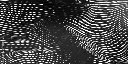 Dot white black wave technology texture background. Abstract big data digital concept. 3d rendering.