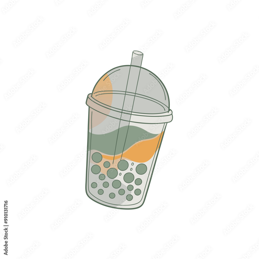 bubble tea line art vector illustration bubble tea line art vector illustration