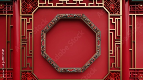 Feng Shui Mirrors, border, background wallpaper, blank in the middle, minimalism, negative space, used for postcard template photo