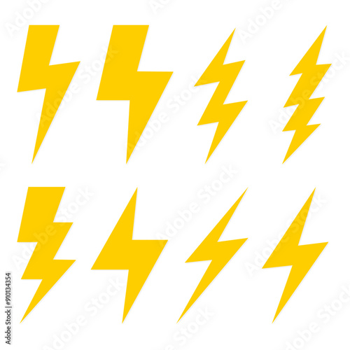 Lightning Bolt Flash Electric Lightning Icon Set