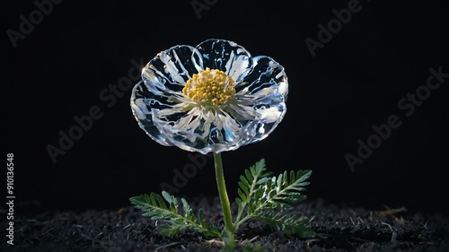 a photo of a single yarrowflower centered on a clean a background photo