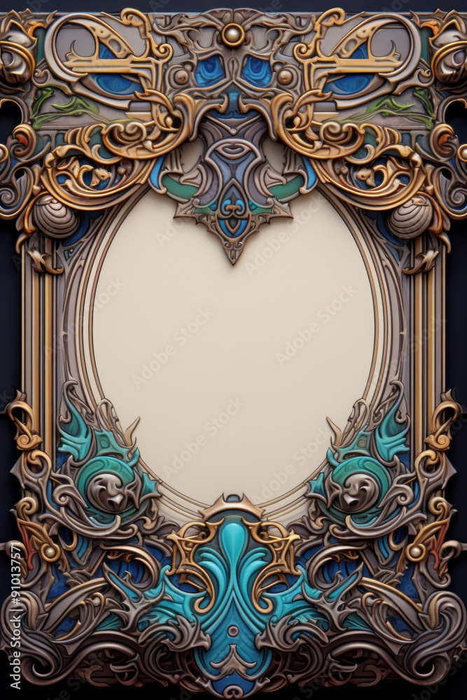 Ornate blue and gold frame with copy space. Ornate blue and gold frame with copy space.