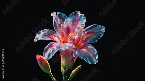 a photo of a single gladiolusflower centered on a clea background photo