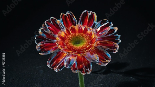 a photo of a single gerbera daisyflower centered on a background photo