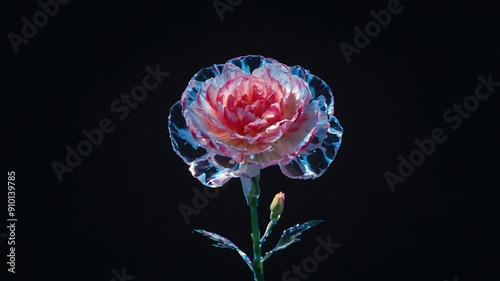 a photo of a single carnationflower centered on a clea background