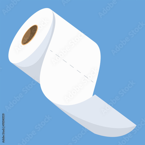 Toilet paper roll. Vector illustration of tissue for personal hygiene. Soft white sheet of toilet paper. Sanitary equipment.