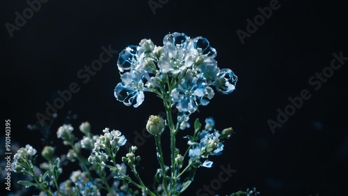 a photo of a single babys breathflower centered on a c background photo