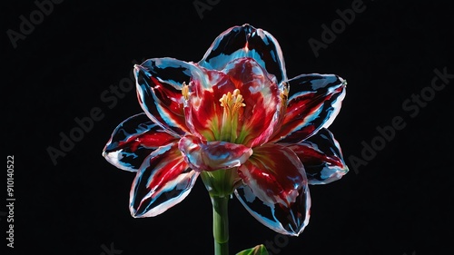 a photo of a single amaryllisflower centered on a clea background photo