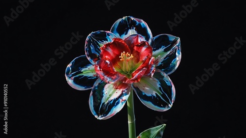 a photo of a single amaryllisflower centered on a clea background photo