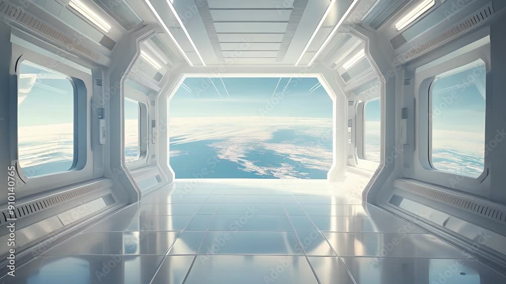 Futuristic white tunnel space station interior, Futuristic spaceship interior corridor Futuristic white tunnel space station interior, Futuristic spaceship interior corridor