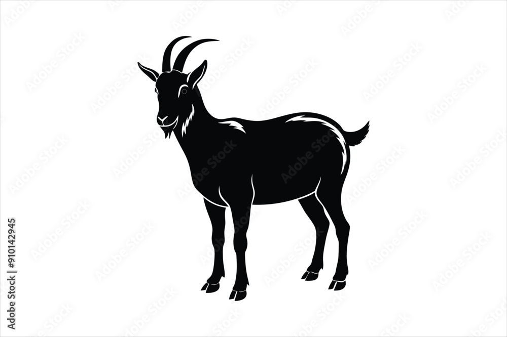 Fototapeta premium Goat silhouette black vector illustration