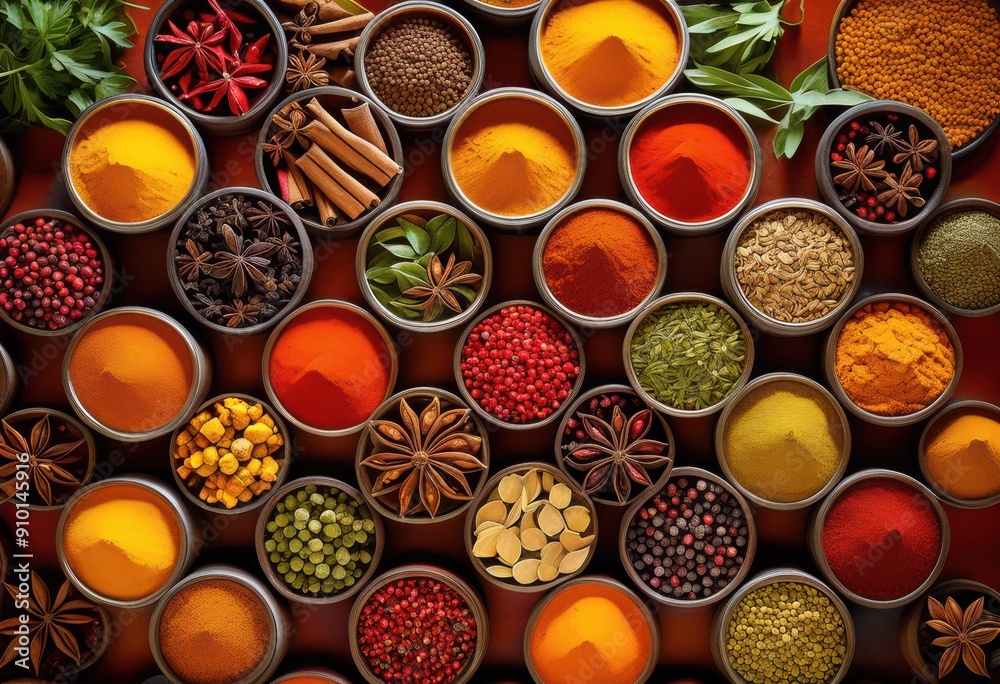 vibrant arrangement spices showcasing creative designs colorful patterns unique containers, display, innovative, herb, flavor, texture, aroma, jar, bag vibrant arrangement spices showcasing creative designs colorful patterns unique containers, display, innovative, herb, flavor, texture, aroma, jar, bag
