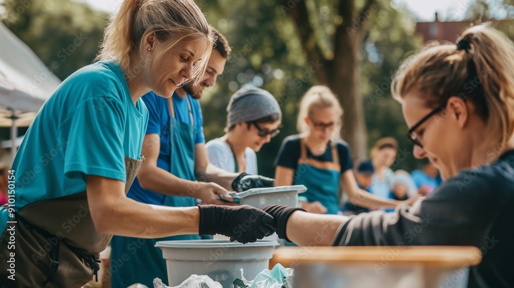 Fototapeta premium volunteers working together to support a charitable cause or event