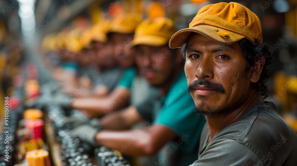 Workers Engaged in Assembly Line Production at a Manufacturing Facility ...