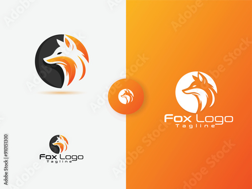 Fox head colorful logo design with a circle shape. Gradient color wolf head logo. Modern fox logo design. Creative wolf illustration.
