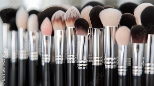 Makeup Brushes Displayed On Black Surface During Daylight