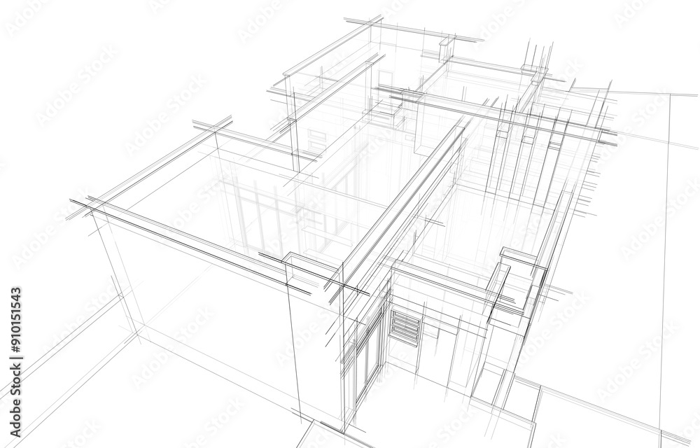 house building architecture 3d illustration house building architecture 3d illustration