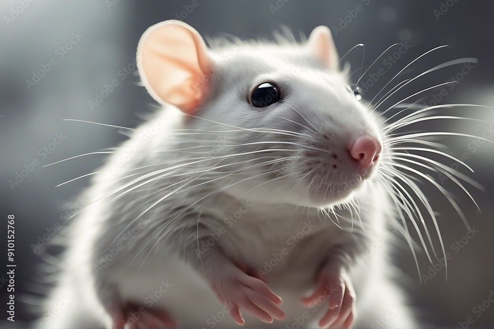 rat white isolated funny background mouse rodent animal closeup cute domestic ear eye fluffy fur grey hair hairy mammal nose paw pest pet shy tail rat white isolated funny background mouse rodent animal closeup cute domestic ear eye fluffy fur grey hair hairy mammal nose paw pest pet shy tail