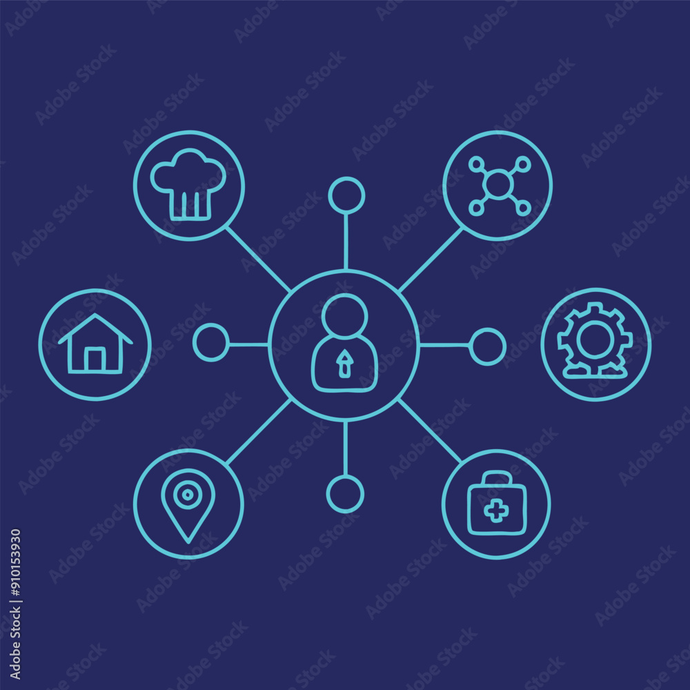 Interconnection icons for communication, business, technology, cooperation, conferences, meetings, success, teamwork, group, management, businessman, and offices. Iot, big data
Interconnection icons for communication, business, technology, cooperation, conferences, meetings, success, teamwork, group, management, businessman, and offices. Iot, big data