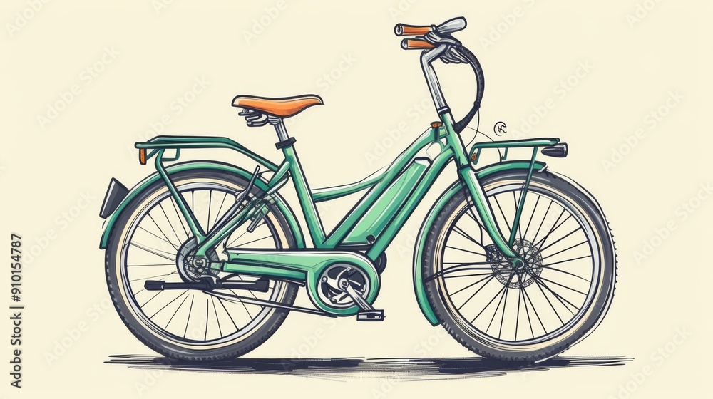 Fototapeta premium Illustration of an electric bicycle