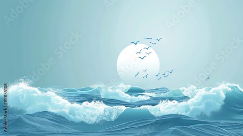 World Tsunami Awareness Day, wave symbols, ample copy space