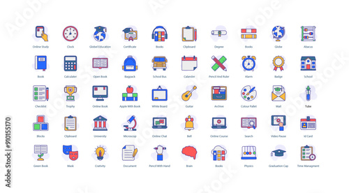 School and Education: Comprehensive Icon Set