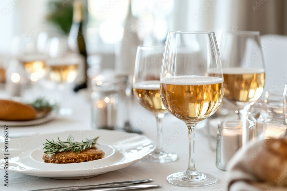 upscale luxury autumn themed aesthetic table setting featuring elegant, modern tableware and minimalist decorations, with white wine, focus on simplicity, minimal style with copy space upscale luxury autumn themed aesthetic table setting featuring elegant, modern tableware and minimalist decorations, with white wine, focus on simplicity, minimal style with copy space