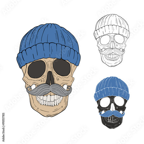 Skull in a Knitted Cap Vector illustration