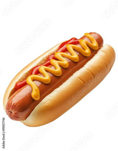 hot dog with ketch up and mustard isolated on transparent background photo