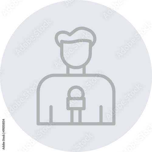 News reporter Vector Line Grey Circle Grey