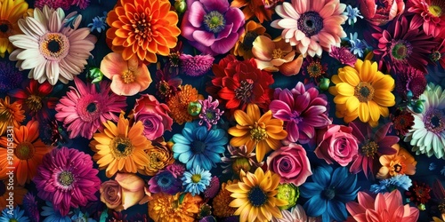 Vibrant Bouquet of Various Colorful Flowers. Generative ai