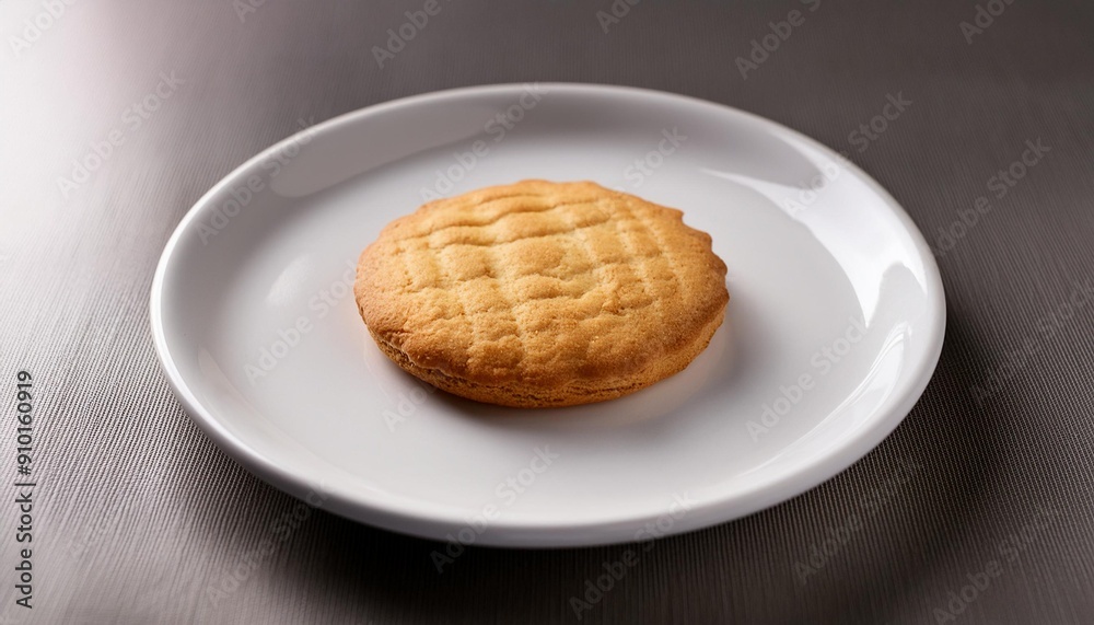 A Single Freshly Baked Biscuit on a White Plate A Single Freshly Baked Biscuit on a White Plate
