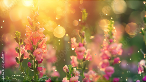 spring meadow with flowers, spring flowers background