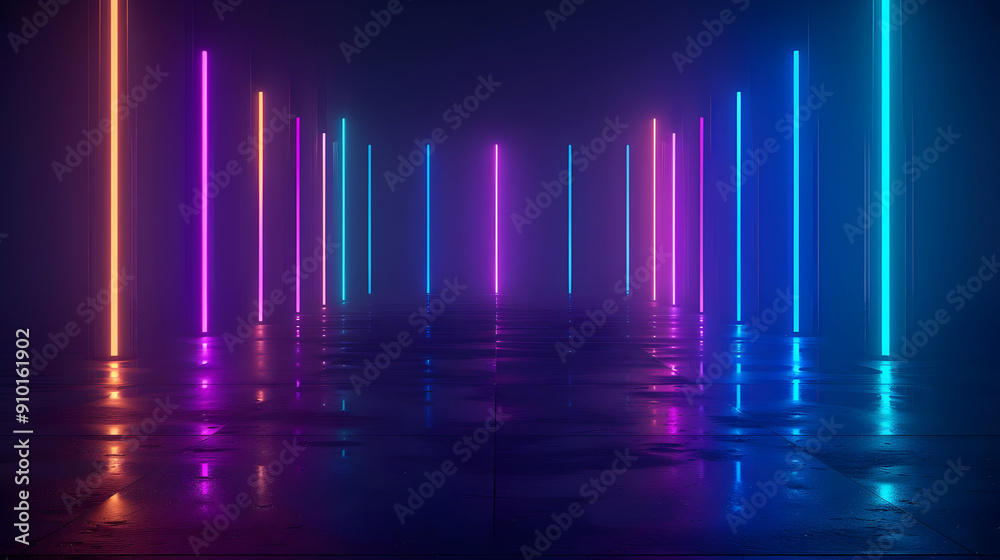 Neon Lights Abstract Background 3D Neon Lights Abstract Background 3D