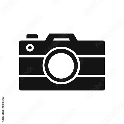 Camera icon - simple black photography symbol. Vector illustration