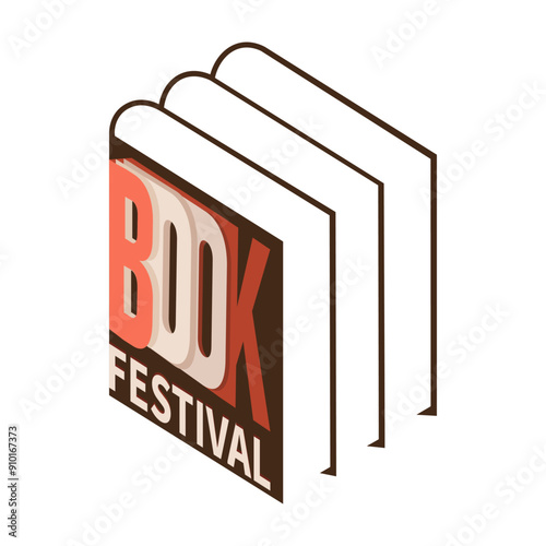 International Literacy Day, Book festival minimalist concept. Book Festival logo as a book cover. Stack of the books simple vector illustration.
