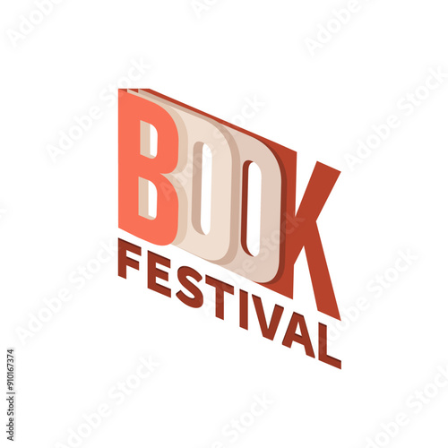 International Literacy Day, Book festival minimalist concept. Book Festival logo as a book cover. Stack of the books simple vector illustration.