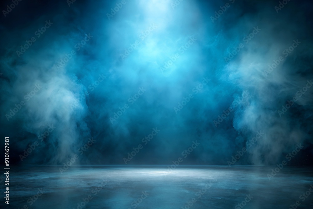 Dark blue abstract background with cyclorama style in misty atmosphere, creating an opulent setting with extra depth Dark blue abstract background with cyclorama style in misty atmosphere, creating an opulent setting with extra depth